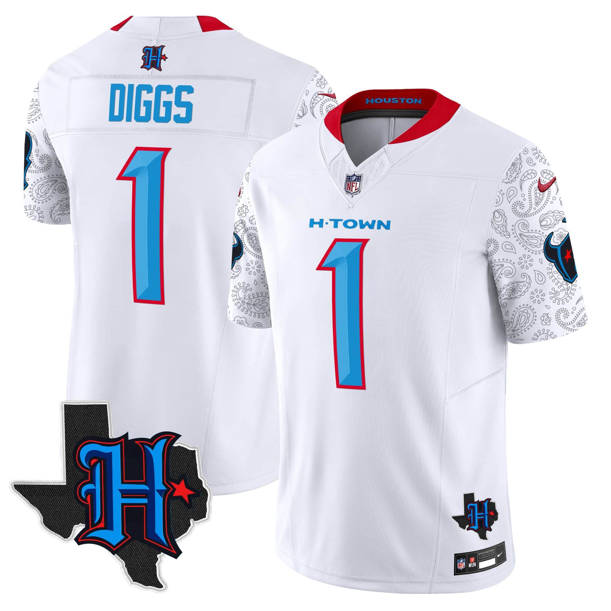 Men Houston Texans #1 Diggs White 2024 Nike Texas Patch Vapor Limited NFL Jersey->indianapolis colts->NFL Jersey